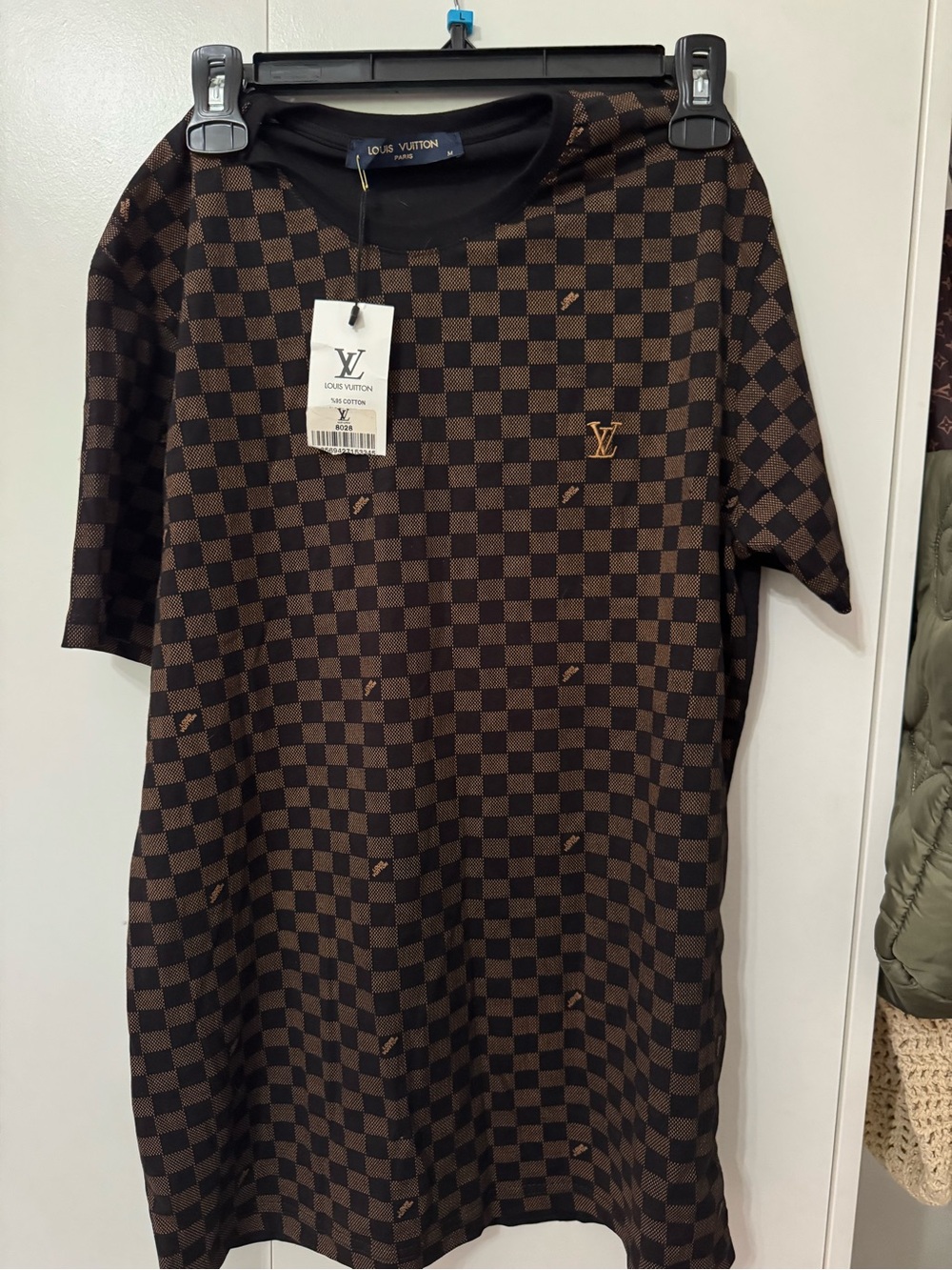 Louis Vuitton Brown & Black Checkerboard Short Sleeve Tee